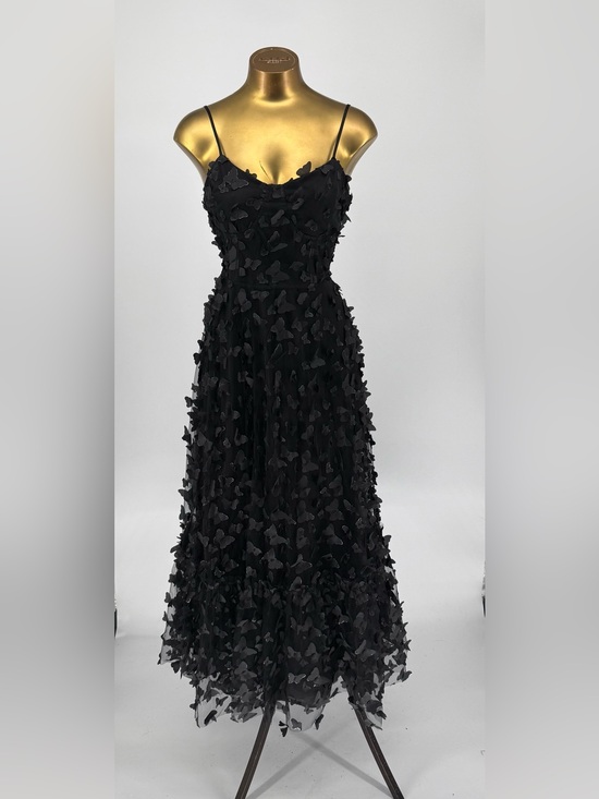 Betsey Johnson Dresses & Skirts - Betsey Johnson Black Butterfly-Appliqué Spaghetti Strap Maxi Dress Size Medium